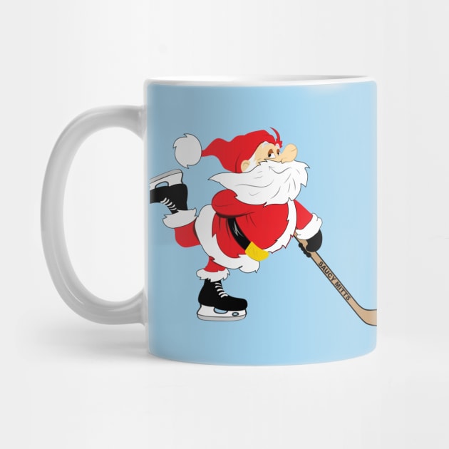 Hockey Christmas Skating Santa by SaucyMittsHockey